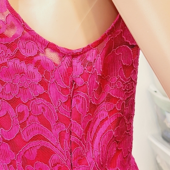 Alexia Admor Hot Pink Lace Dress Lined With Bow Back Details Size M - Picture 11 of 13